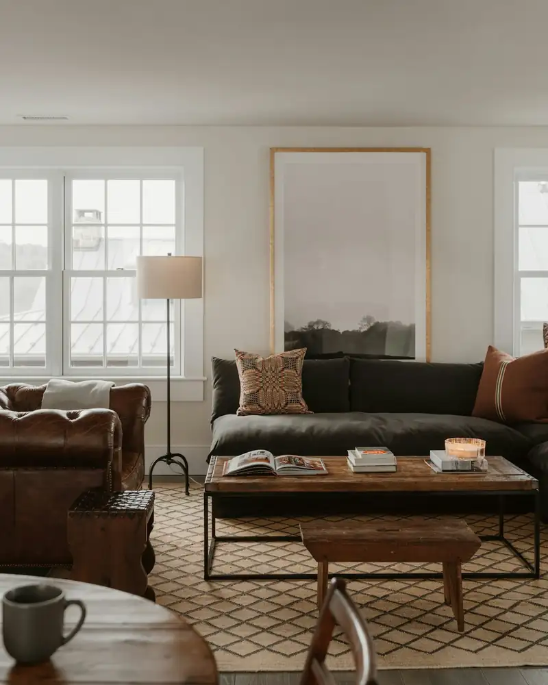 Bright living room in a classic Brooklyn apartment